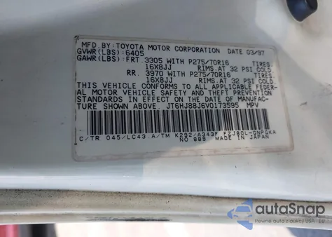 1997 Lexus Lx 450 from USA, damaged, VIN JT6HJ88J6V0173595